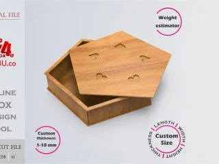 Online design tool for a versa polygon box | custom dimension laser cut file DXF, AI, CDR | Box4U