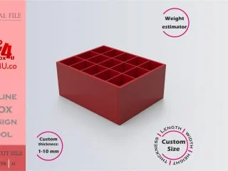 Make Cubic Divider Box | red acrylic | Online app tool for gift boxes | custom size laser cut file DXF, AI, CDR | Box4U