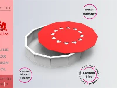 Make Versa Polygon Box | red acrylic | Online app tool for gift boxes | custom size laser cut file DXF, AI, CDR | Box4U
