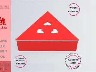 Make Trinity Keepsake Box | red acrylic | Online app tool for gift boxes | custom size laser cut file DXF, AI, CDR | Box4U