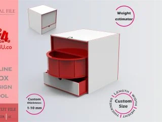 Make Rotating Door Box | red acrylic | Online app tool for gift boxes | custom size laser cut file DXF, AI, CDR | Box4U