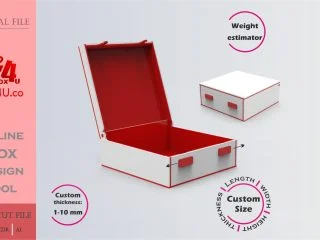 Make Secure Latch Gift Box | red acrylic | Online app tool for gift boxes | custom size laser cut file DXF, AI, CDR | Box4U