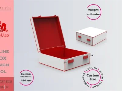 Make Secure Latch Gift Box | red acrylic | Online app tool for gift boxes | custom size laser cut file DXF, AI, CDR | Box4U