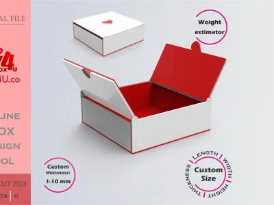 Make Top Duo Door Box | red acrylic | Online app tool for gift boxes | custom size laser cut file DXF, AI, CDR | Box4U