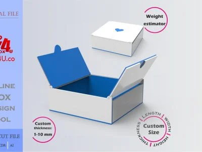 how to download and make a blue acrylic Top Duo Door Box using Box4U online design tool | DXF maker for laser cutting