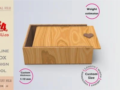 Download cut file for a wooden sliding door box using Box4U online design tool | DXF generator for laser cutting