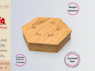 Download cut file for a wooden versa polygon box using Box4U online design tool | DXF generator for laser cutting