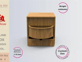 Download cut file for a wooden Rotating Door Box using Box4U online design tool | DXF generator for laser cutting
