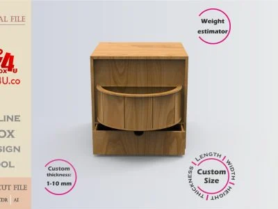Download cut file for a wooden Rotating Door Box using Box4U online design tool | DXF generator for laser cutting