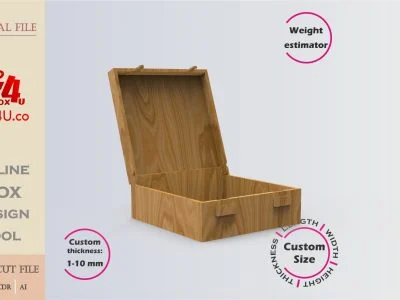 Download cut file for a wooden Secure Latch Gift Box using Box4U online design tool | DXF generator for laser cutting