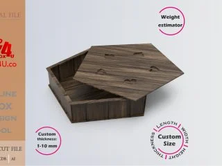 Download cut file for a wooden versa polygon box using Box4U online design tool | DXF generator for laser cutting