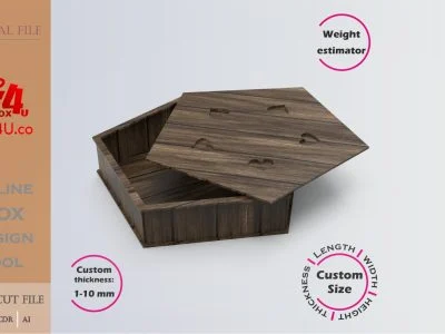 Download cut file for a wooden versa polygon box using Box4U online design tool | DXF generator for laser cutting