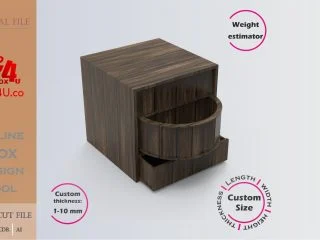 Download cut file for a wooden Rotating Door Box using Box4U online design tool | DXF generator for laser cutting
