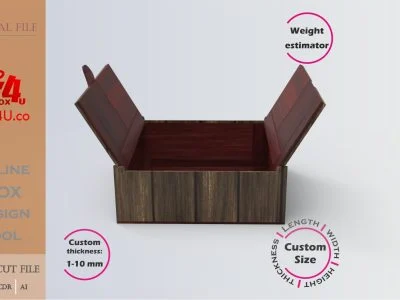 Download cut file for a wooden Top Duo Door Box using Box4U online design tool | DXF generator for laser cutting